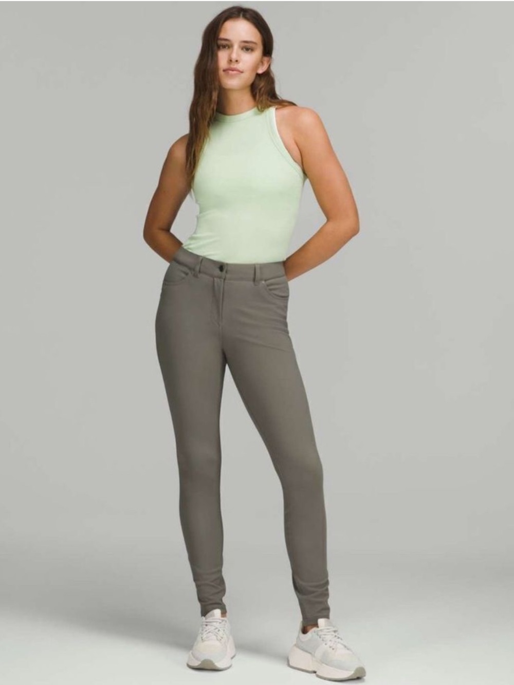 Lululemon City Sleek Slim-Fit 5 Pocket High-Rise Pant in Grey Sage Size 28